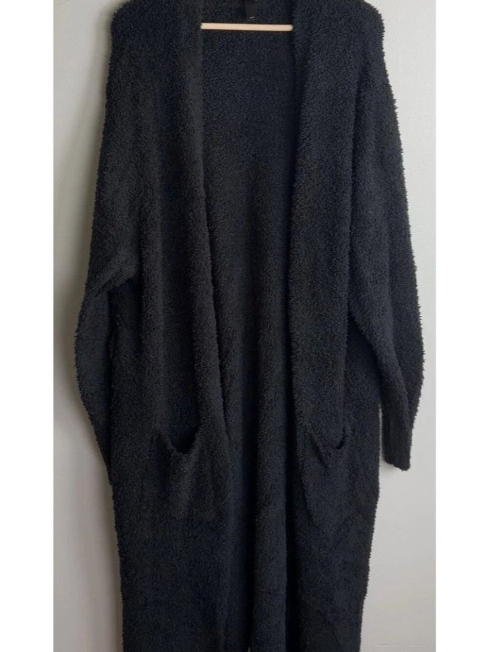 Skims Cozy Knit Long Cardigan Black Fuzzy Open Front Duster Plus Size 4X/5X Wm’s